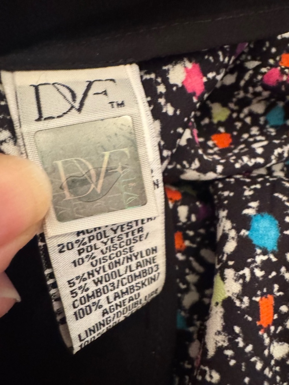 Diane Von Furstenberg Catherine Black Silk Dress with Multicolor Speckle Print - Picture 10 of 13